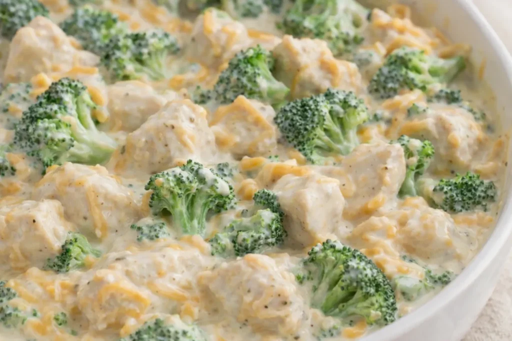 Easy weeknight dinner featuring a creamy Select Chicken Noodle Casserole in a baking dish.