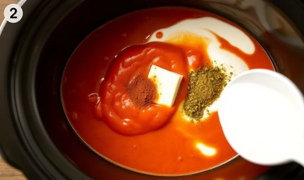 Raw chicken breasts coated in yogurt marinade inside a pot before cooking