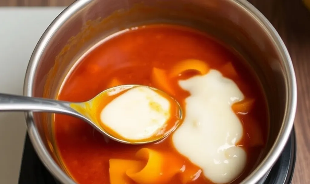 Tender chicken pieces simmering in a rich orange makhani sauce inside a digital slow cooker
