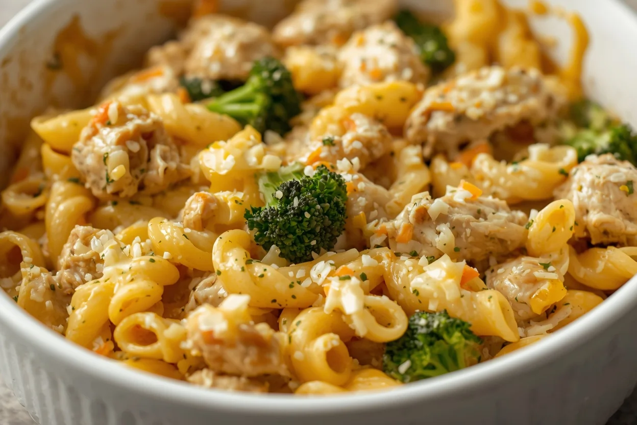Easy Chicken Pasta Casserole: With Broccoli & Cheddar Cheese