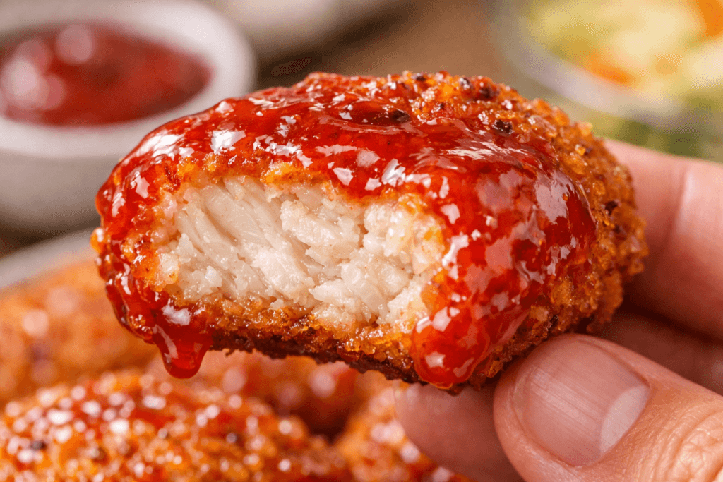 Homemade Chicken Nuggets in an Air Fryer cooked to perfection with a crispy exterior and juicy center