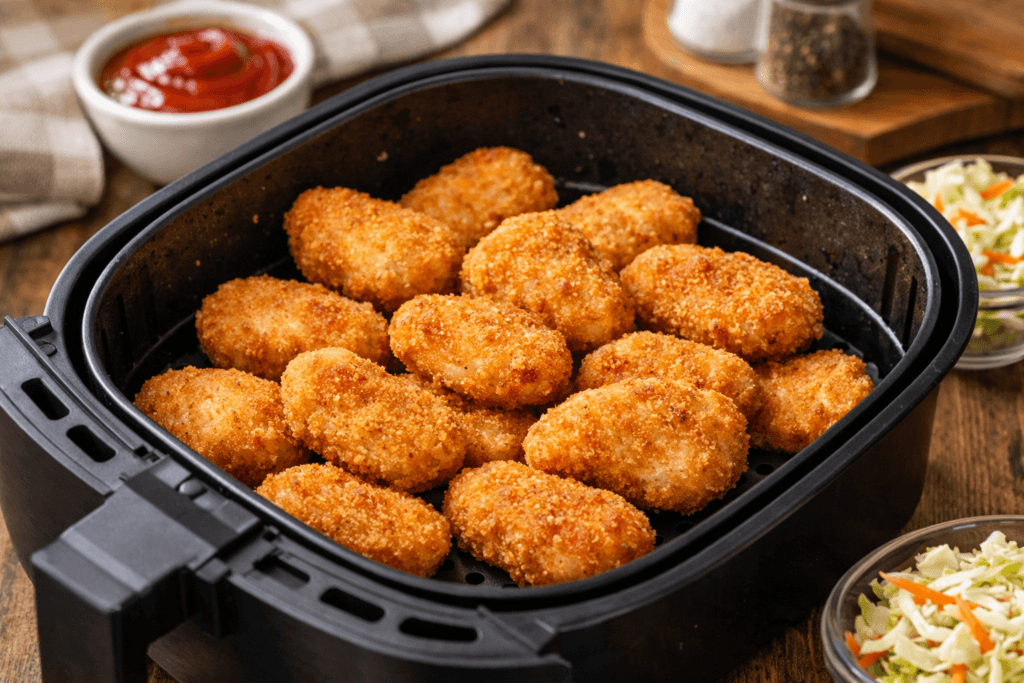 Delicious Chicken Nuggets in an Air Fryer with a crunchy texture and flavorful chicken filling