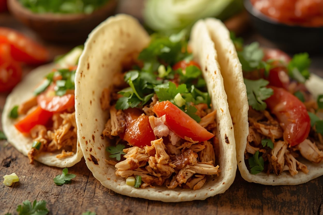 Healthy Shredded Chicken Al Pastor Tacos (Easy Recipe)