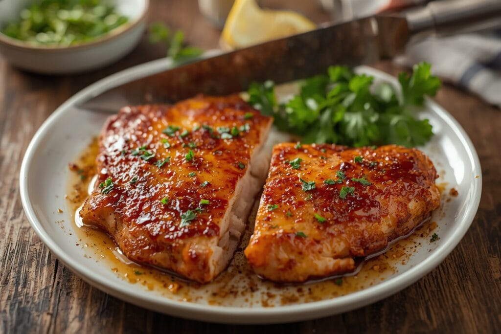 Cajun Air Fryer Chicken Breast with juicy tender slices, crispy seasoned coating, and bold Cajun spices served for an easy healthy dinner