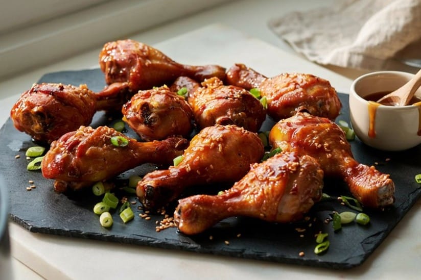 Honey Garlic Air Fryer Chicken Drumsticks That Actually Crisps 8 Honey Garlic Air Fryer Chicken Drumsticks garnished with chopped parsley and sesame seeds for a flavorful weeknight meal