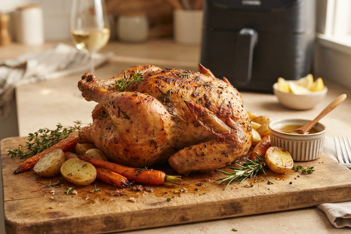 7 Minutes to Crispy Air Fryer Whole Chicken